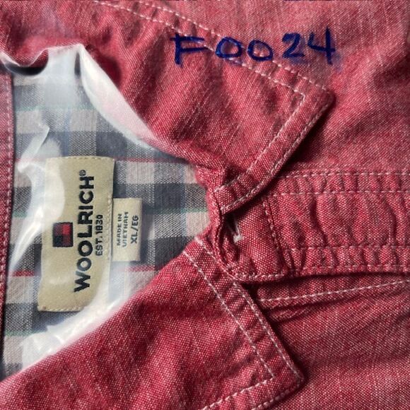Woolrich Heritage Work Shirt Short Sleeve Button Pocket Red Cotton Men's Size XL - Picture 7 of 7